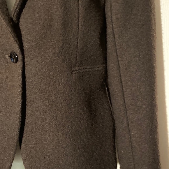 Massimo Dutti Brown Boiled Wool One Buttoned Jacket Blazer Sz 10/42 - Picture 2 of 7